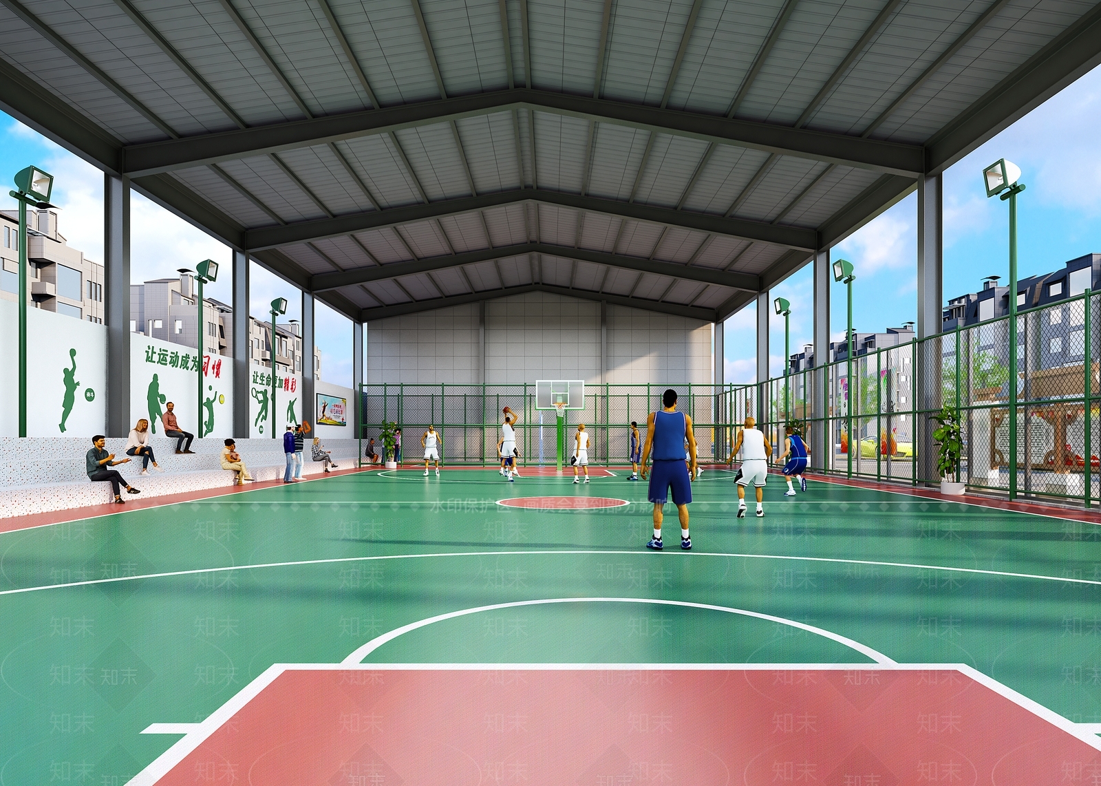 现代篮球场3D模型下载【ID:1125435261】