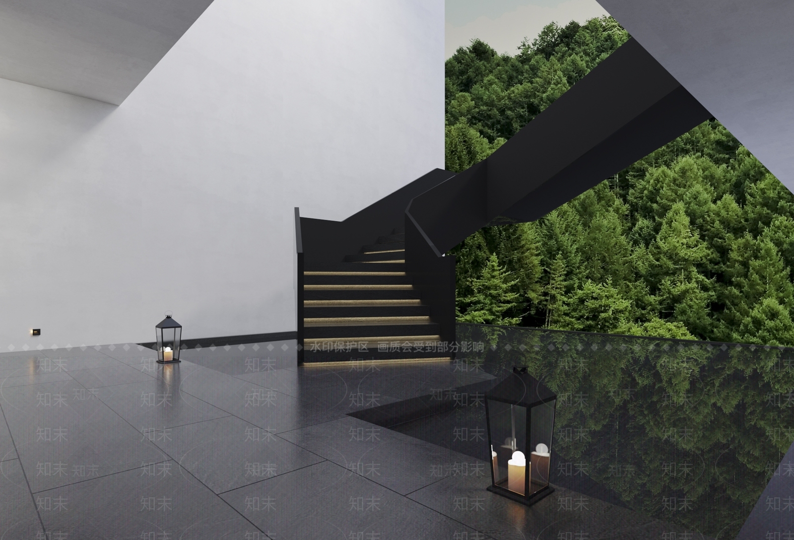 现代民宿楼梯间3D模型下载【ID:1125426735】