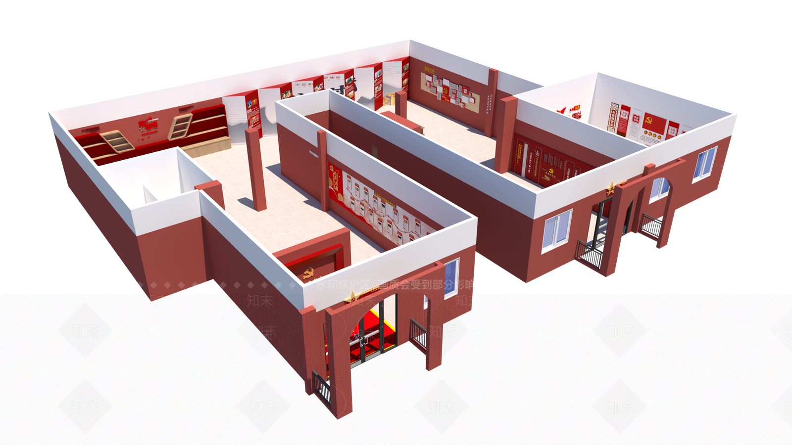 现代党建展厅展馆SU模型下载【ID:1130968903】