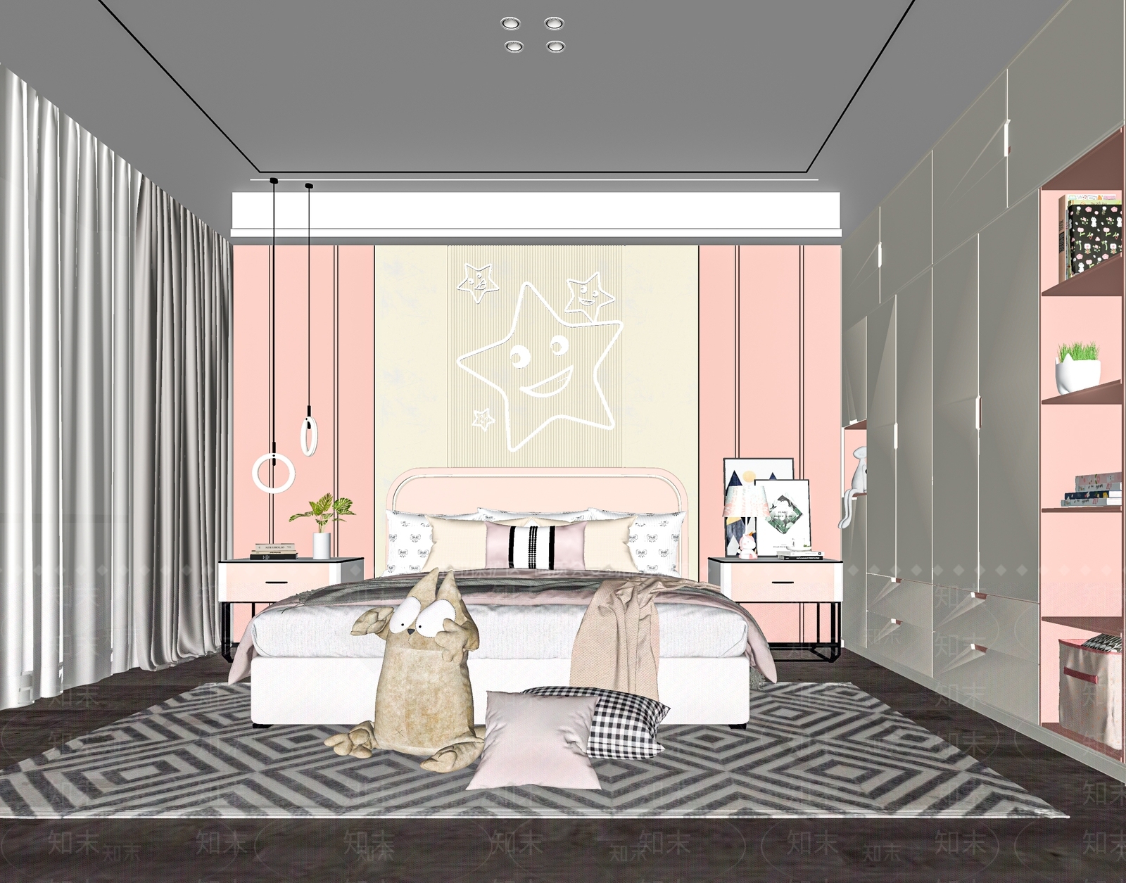 现代女孩儿童房SU模型下载【ID:1125435665】