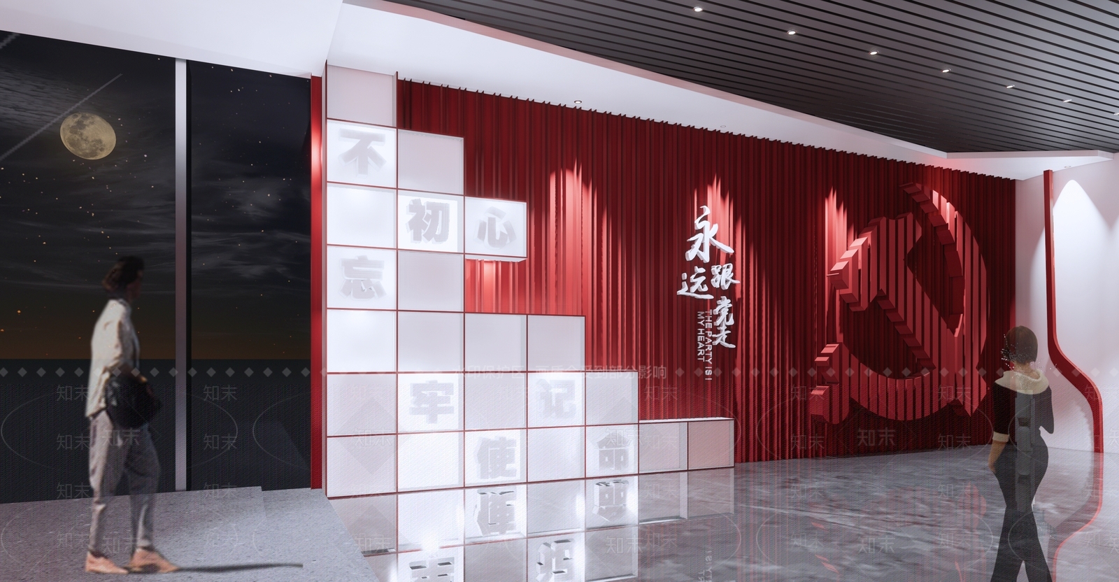 现代党建展厅SU模型下载【ID:1125436995】