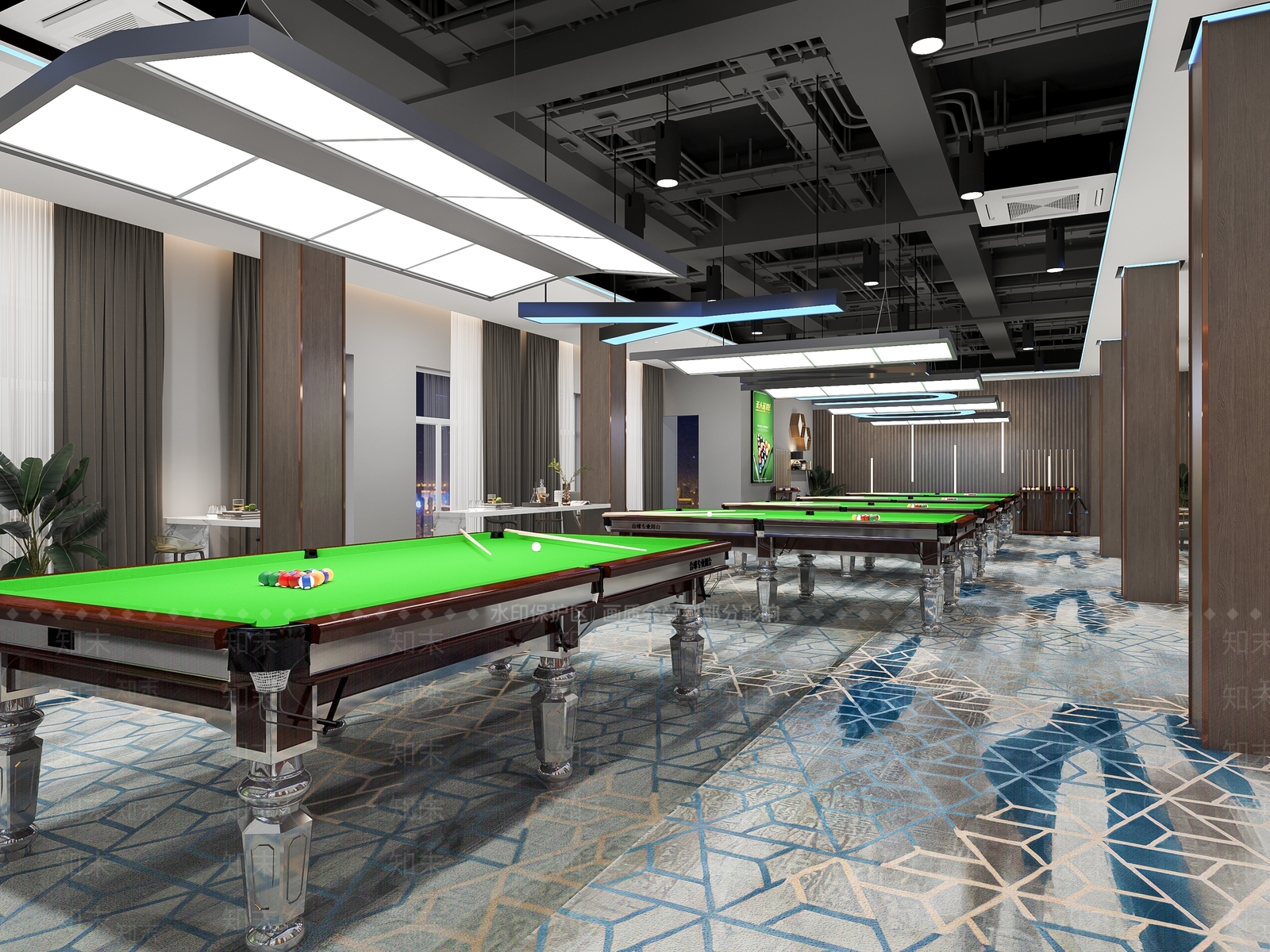 现代台球室3D模型下载【ID:1125438964】