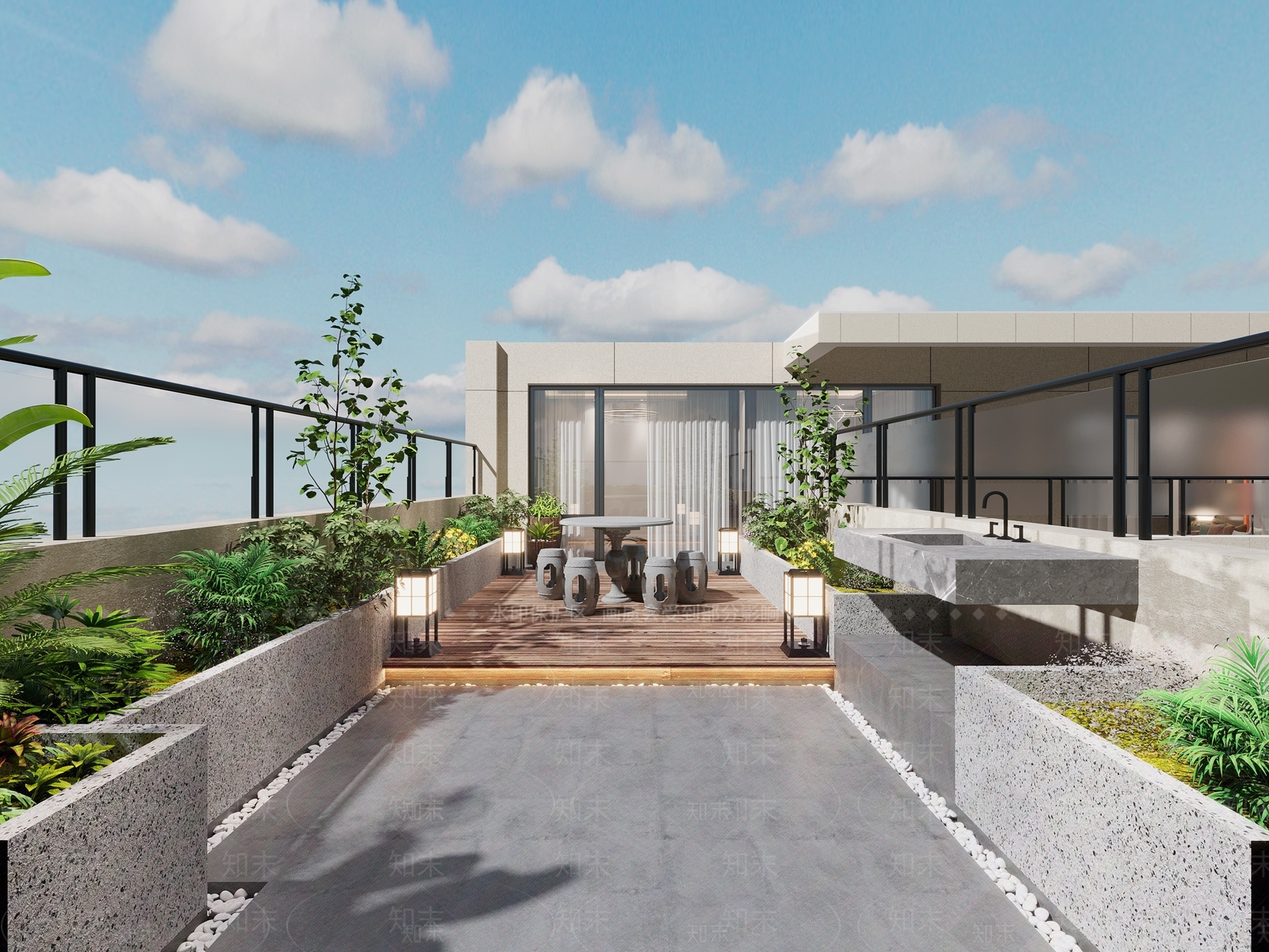 现代露台花园3D模型下载【ID:1125439957】