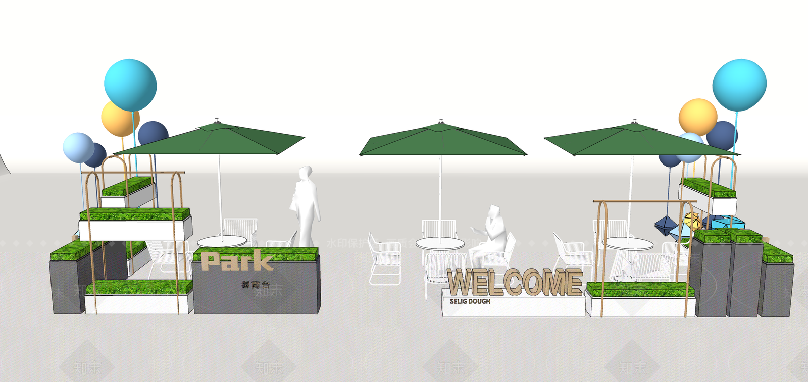 现代商业外摆SU模型下载【ID:1125442476】