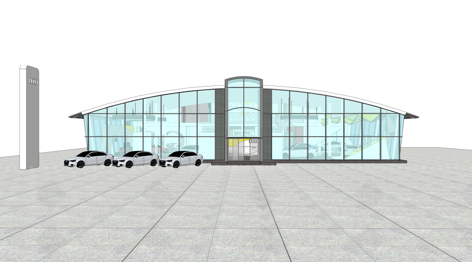 现代汽车4S店SU模型下载【ID:1125444740】