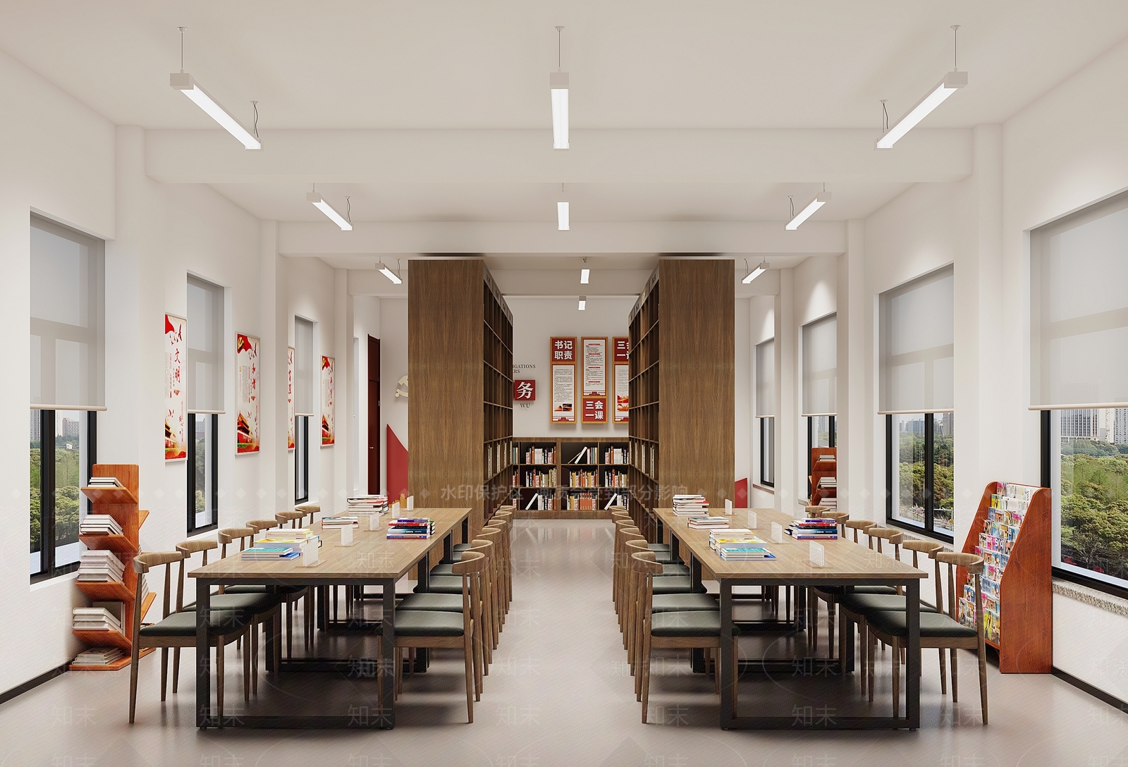 现代党建读书室3D模型下载【ID:1125445645】
