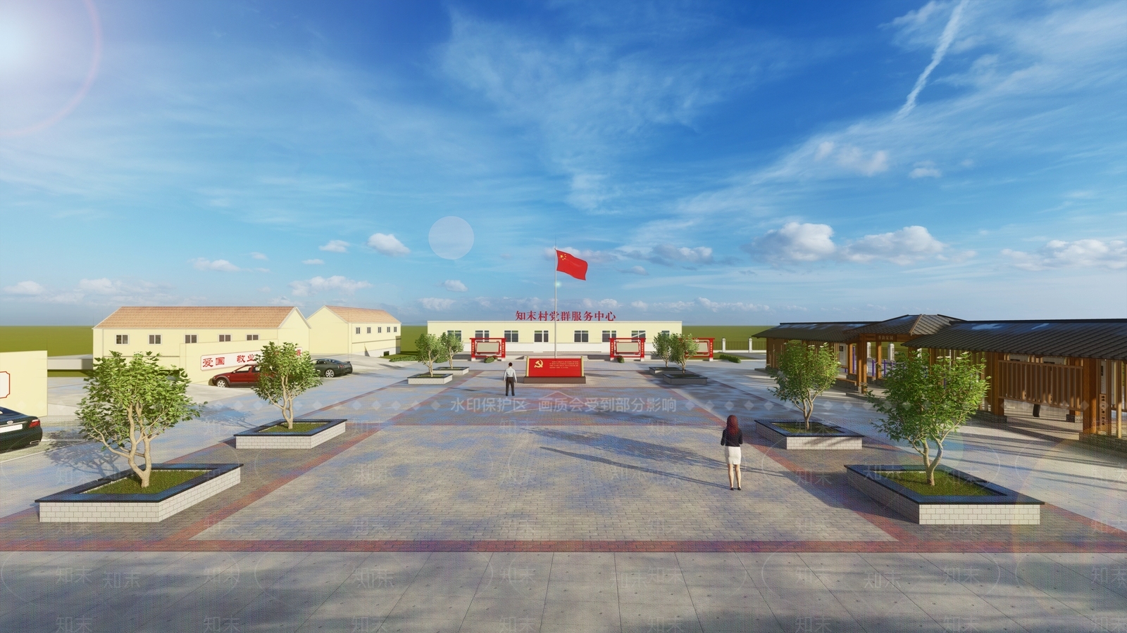 现代党建文化广场景观SU模型下载【ID:1125446618】