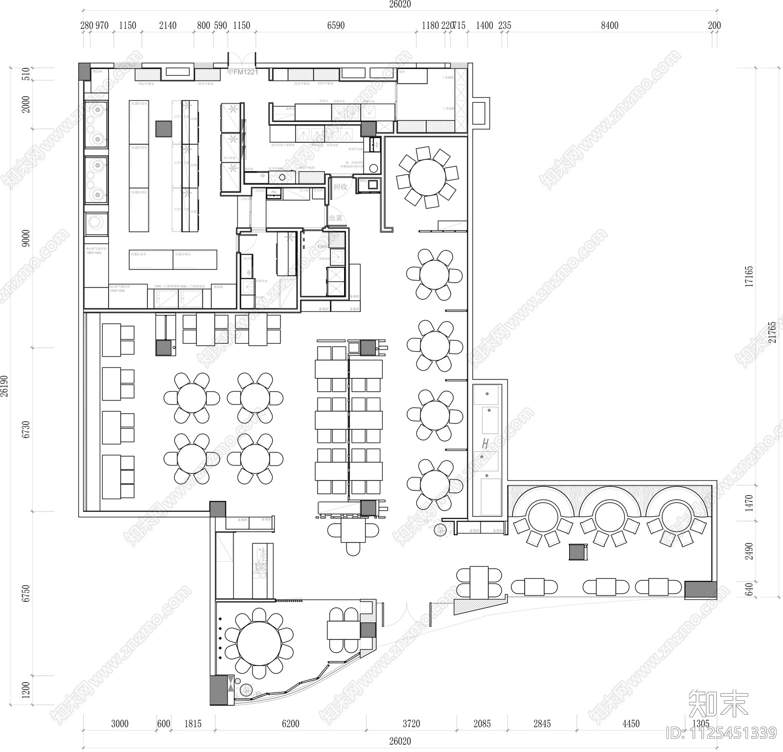 客家菜馆餐饮店平面CAD施工图施工图下载【ID:1125451339】
