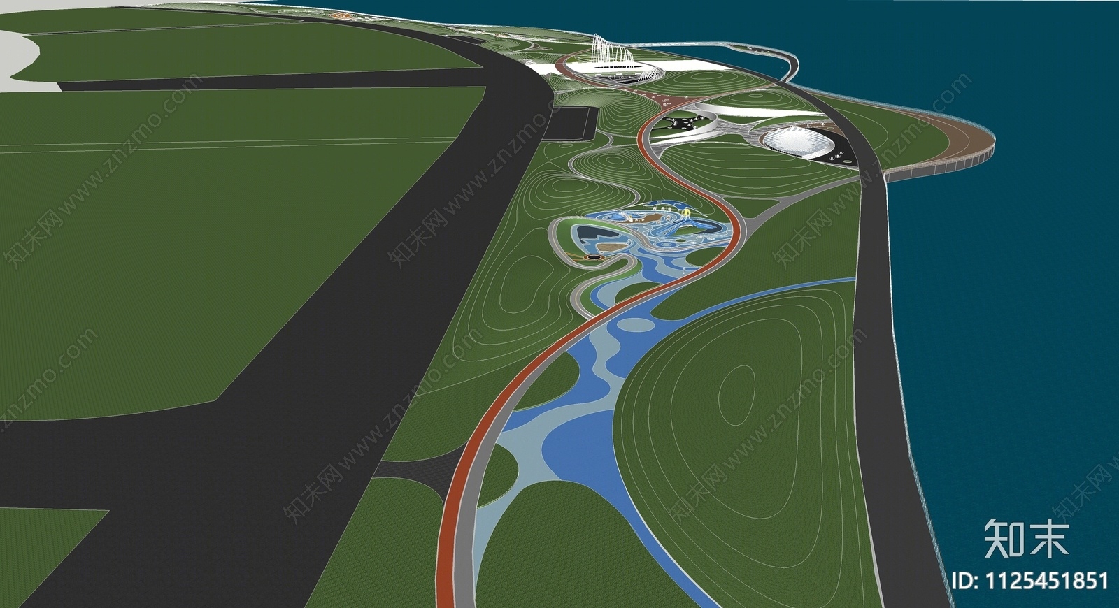 现代滨水景观SU模型下载【ID:1125451851】