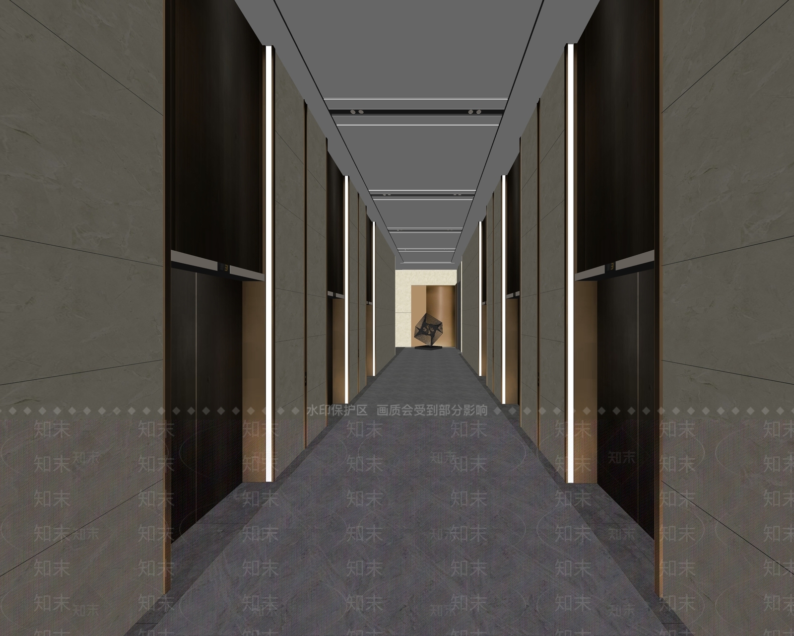 现代电梯厅SU模型下载【ID:1125455217】