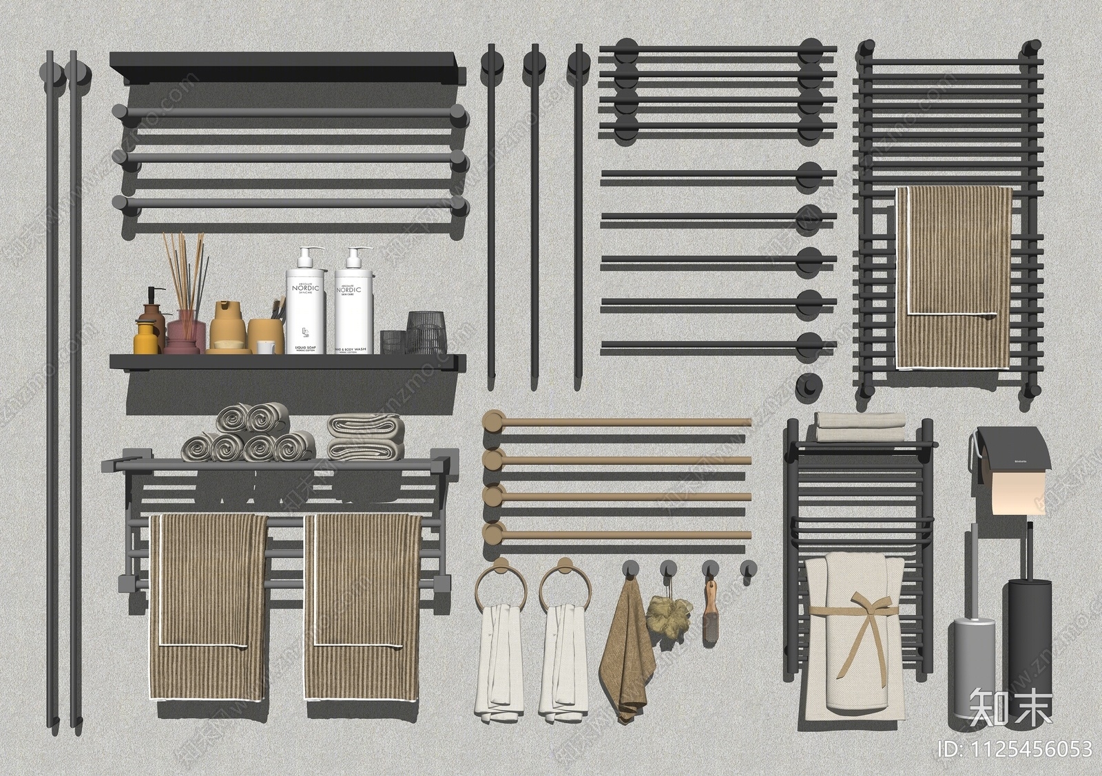 现代毛巾架SU模型下载【ID:1125456053】