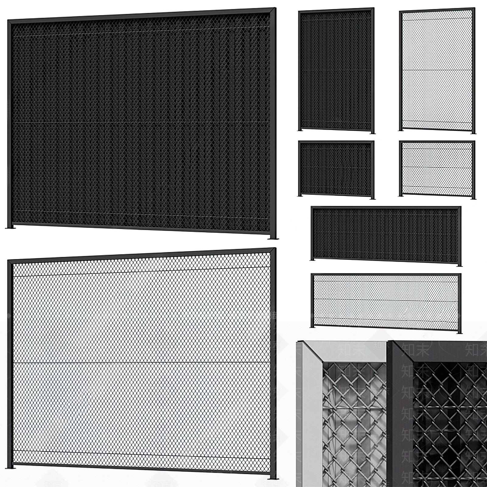 现代铁艺隔断SU模型下载【ID:1125458594】