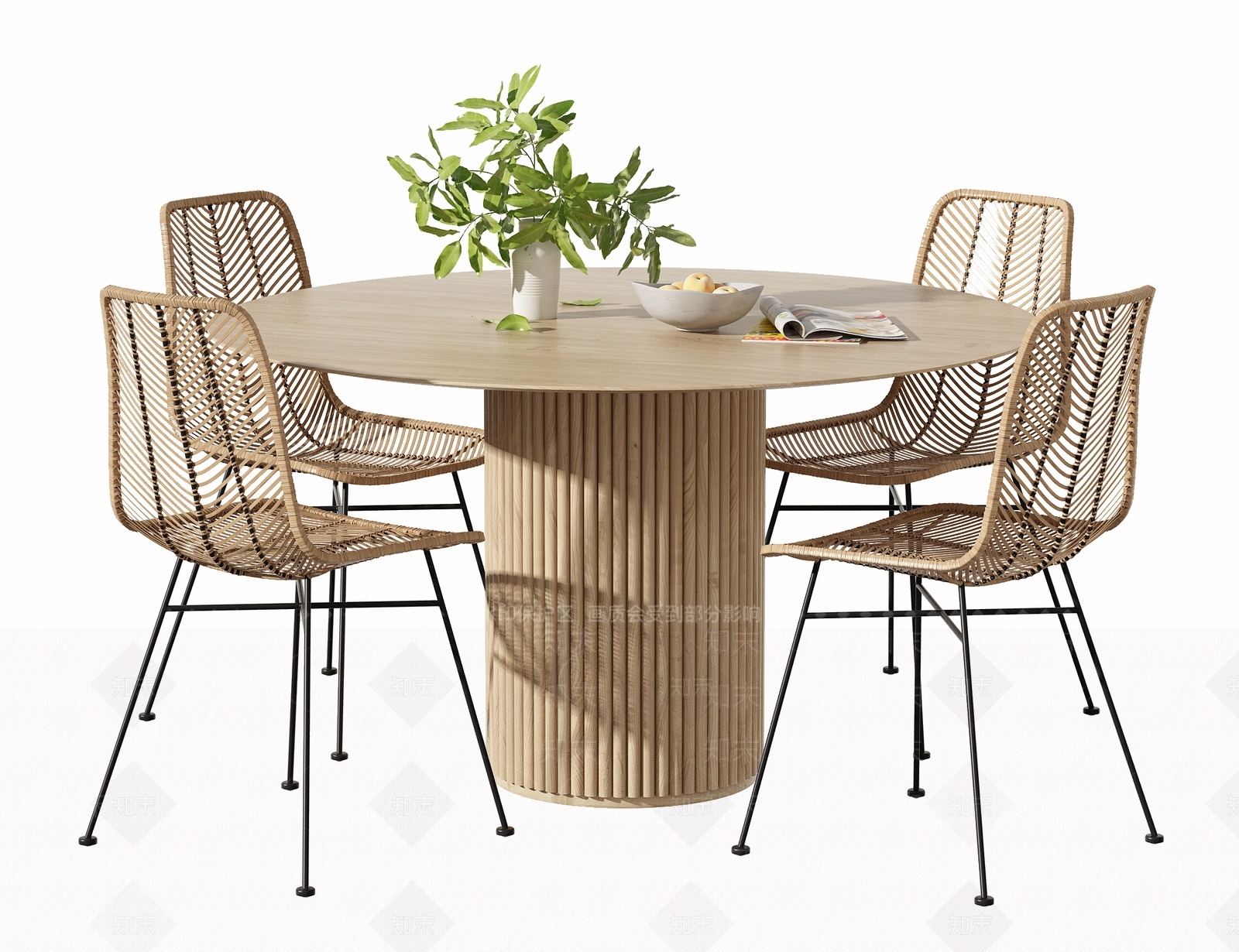 北欧圆形餐桌椅组合3D模型下载【ID:1125458609】