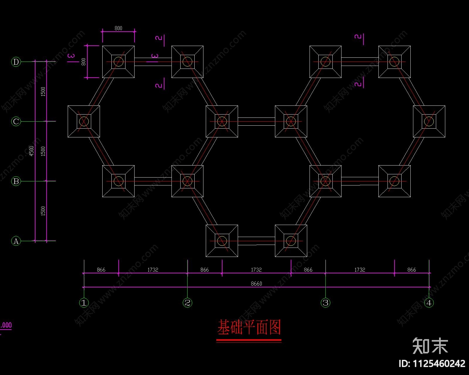 新中式组合多边形木结构花架cad施工图下载【ID:1125460242】