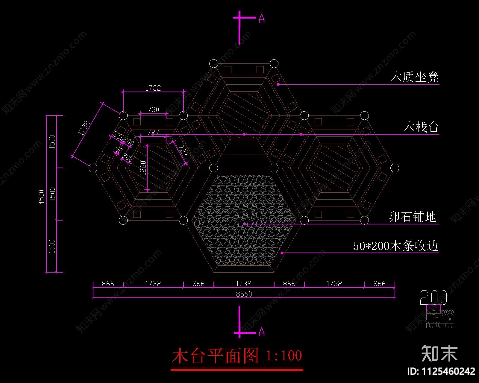 新中式组合多边形木结构花架cad施工图下载【ID:1125460242】