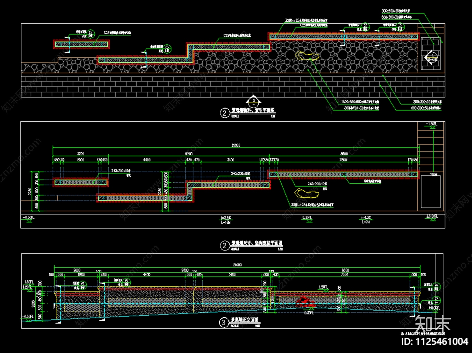 景观矮墙详图施工图下载【ID:1125461004】