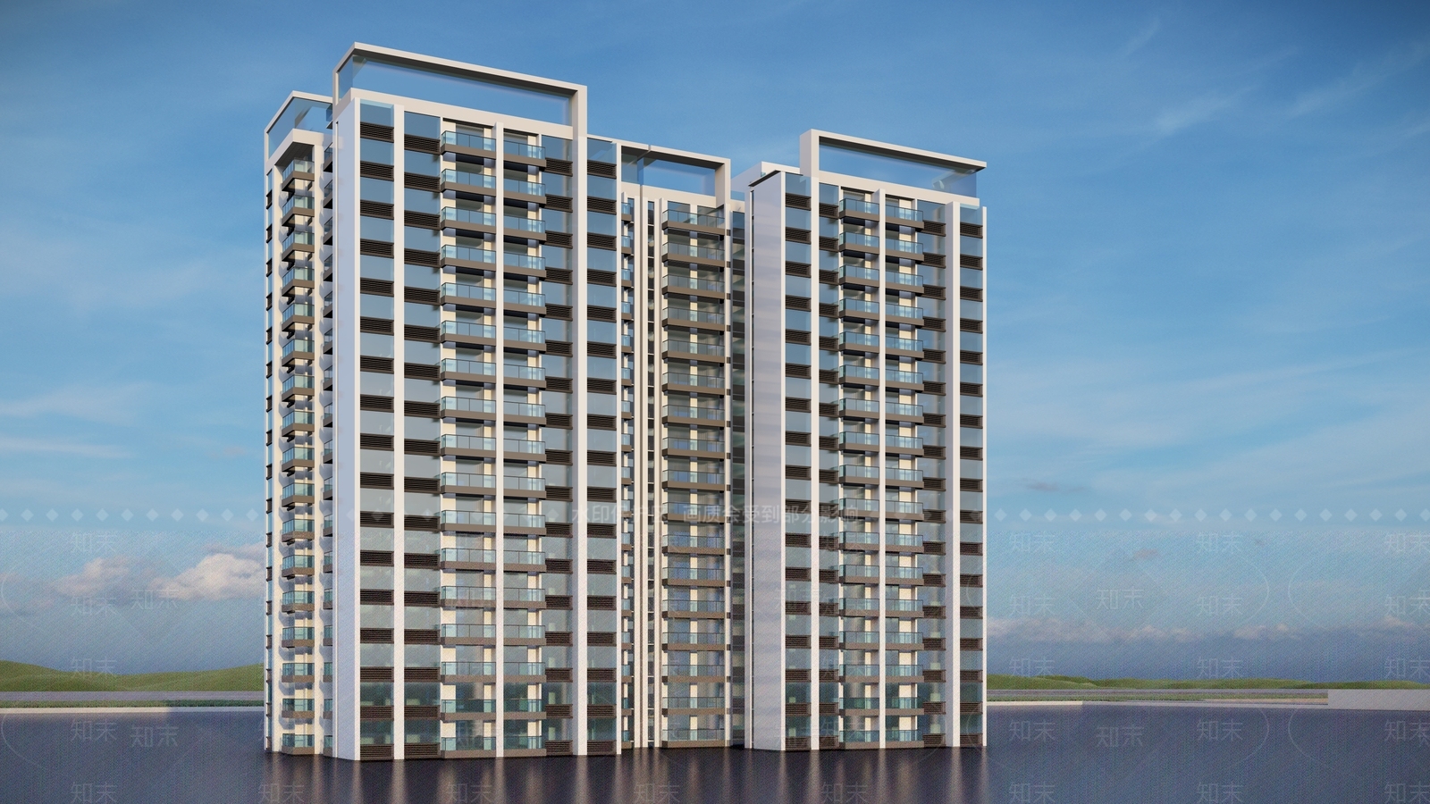现代高层住宅建筑SU模型下载【ID:1125461483】
