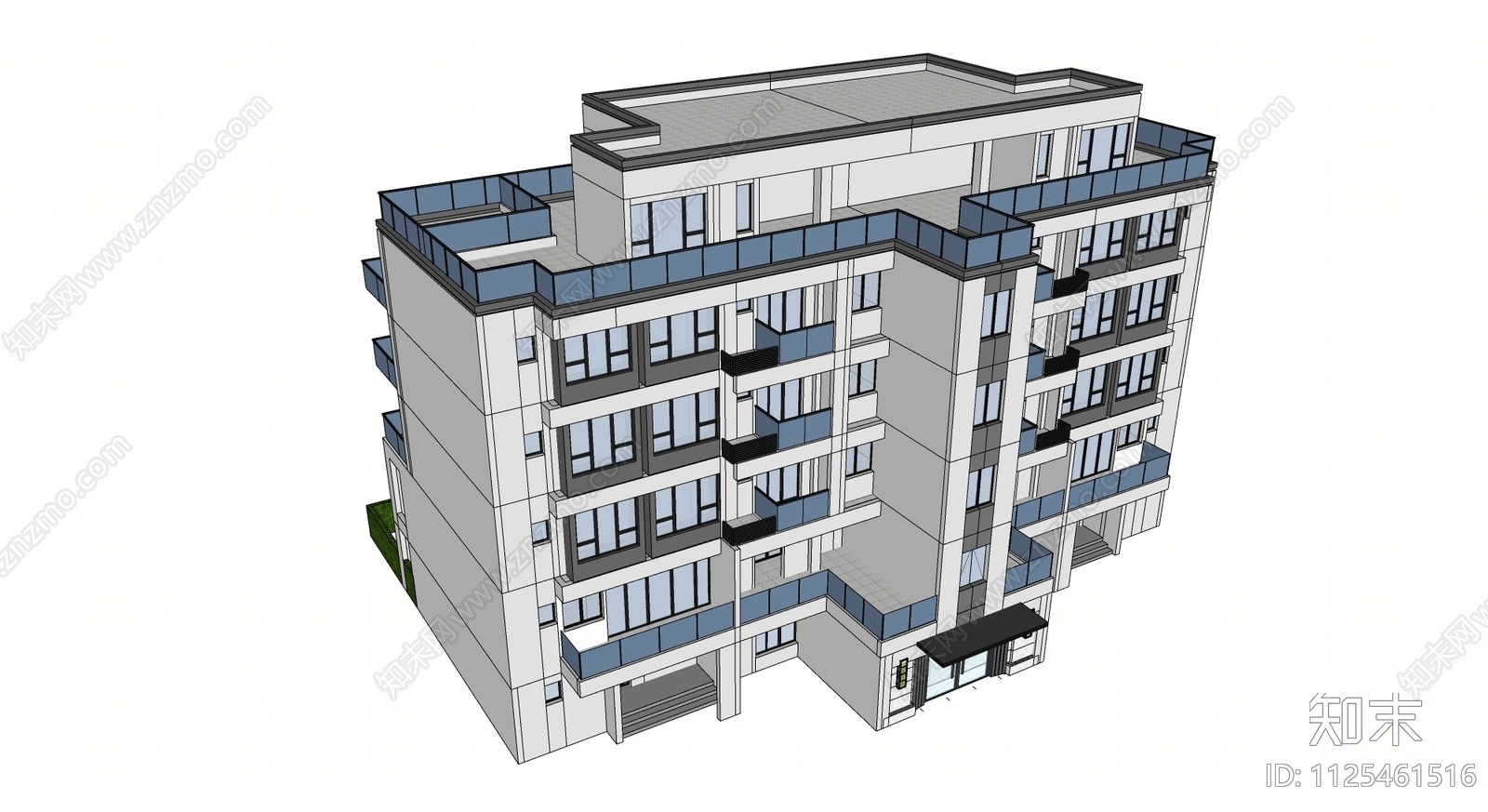 现代高层住宅建筑SU模型下载【ID:1125461516】