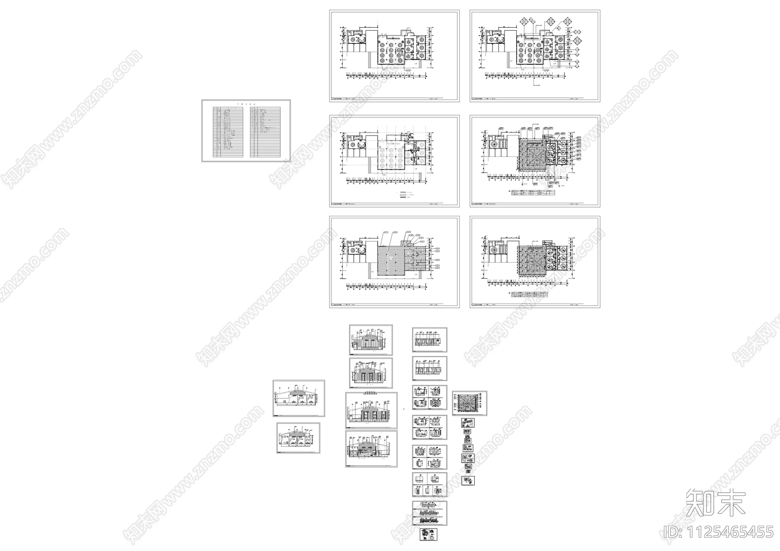 中餐厅全套装修图cad施工图下载【ID:1125465455】