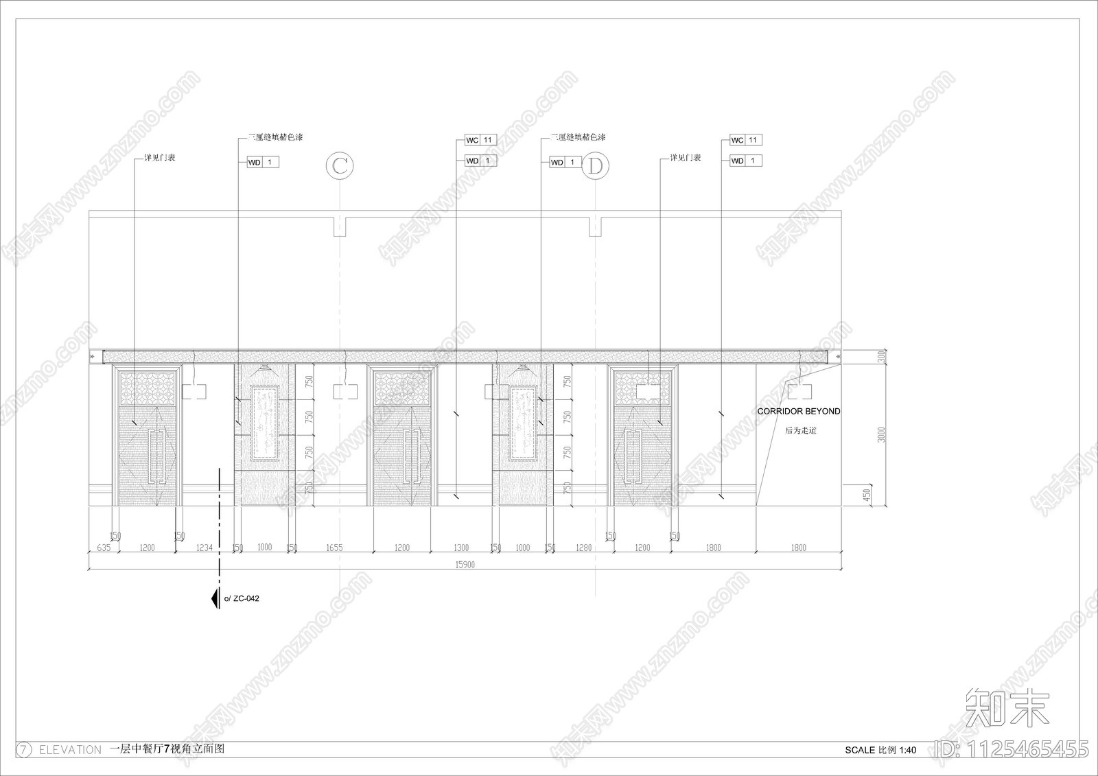 中餐厅全套装修图cad施工图下载【ID:1125465455】