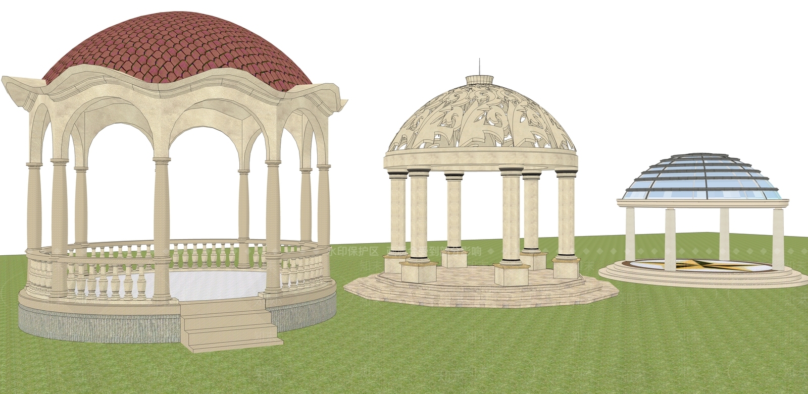 欧式景观亭SU模型下载【ID:1125468092】