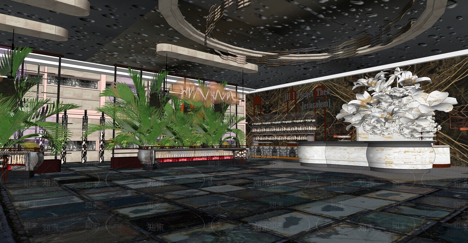 现代酒店大堂SU模型下载【ID:1125474468】
