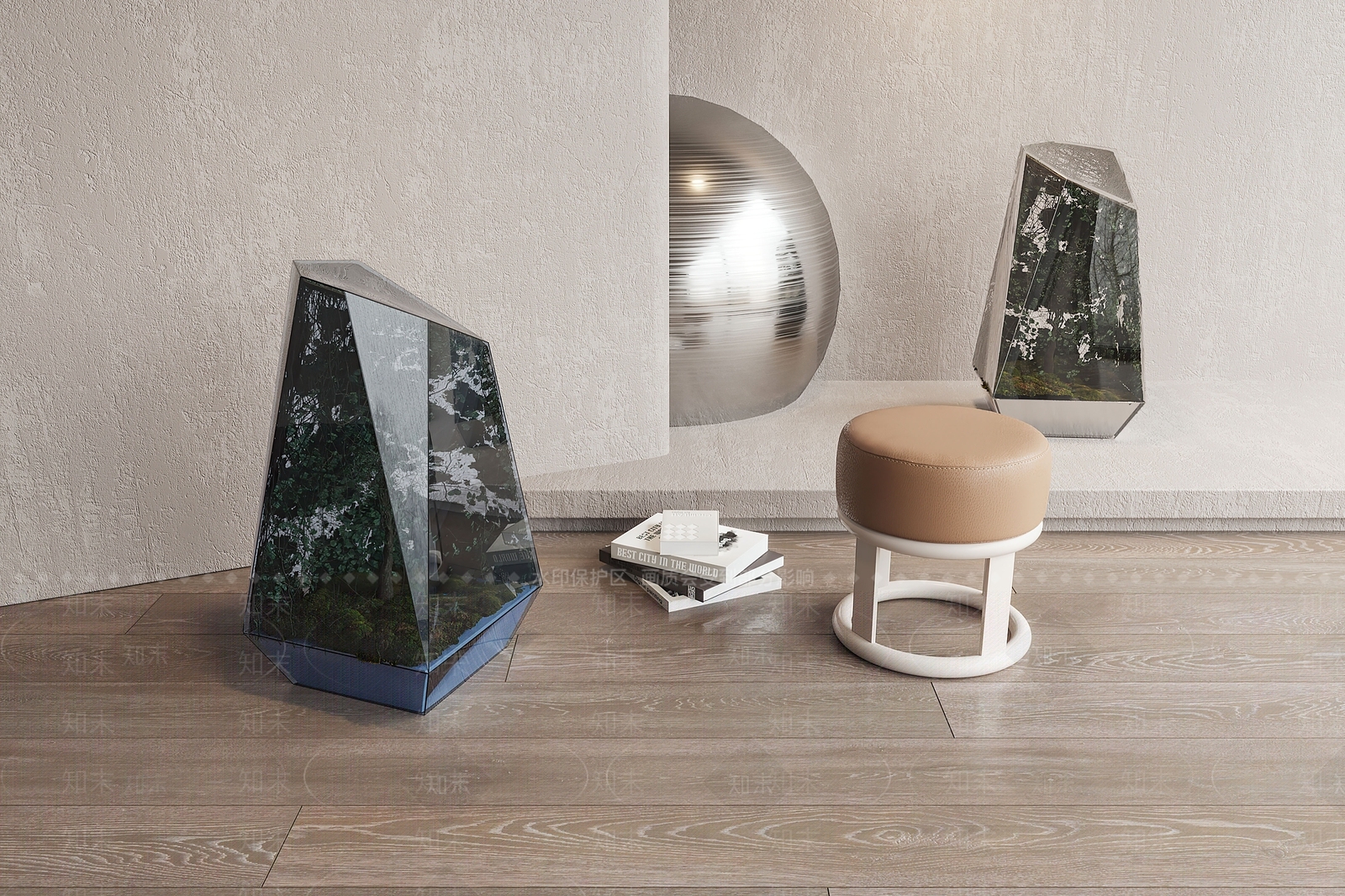 现代皮质圆凳SU模型下载【ID:1125477110】