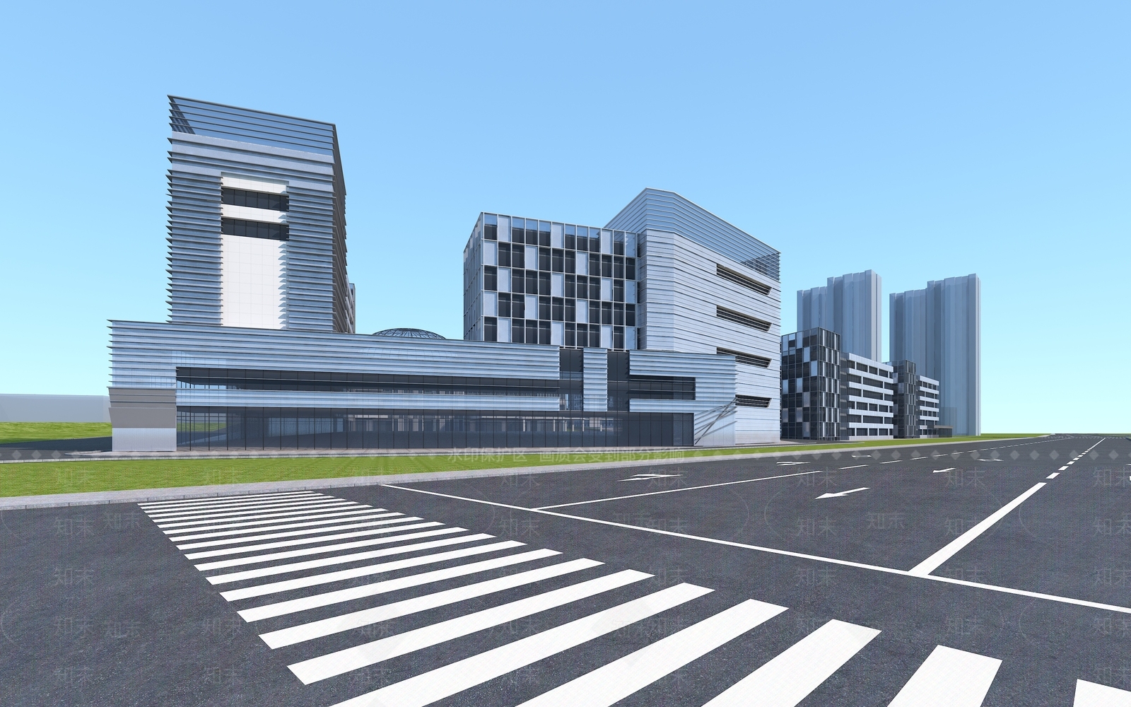 现代职业学校外观3D模型下载【ID:1125479154】