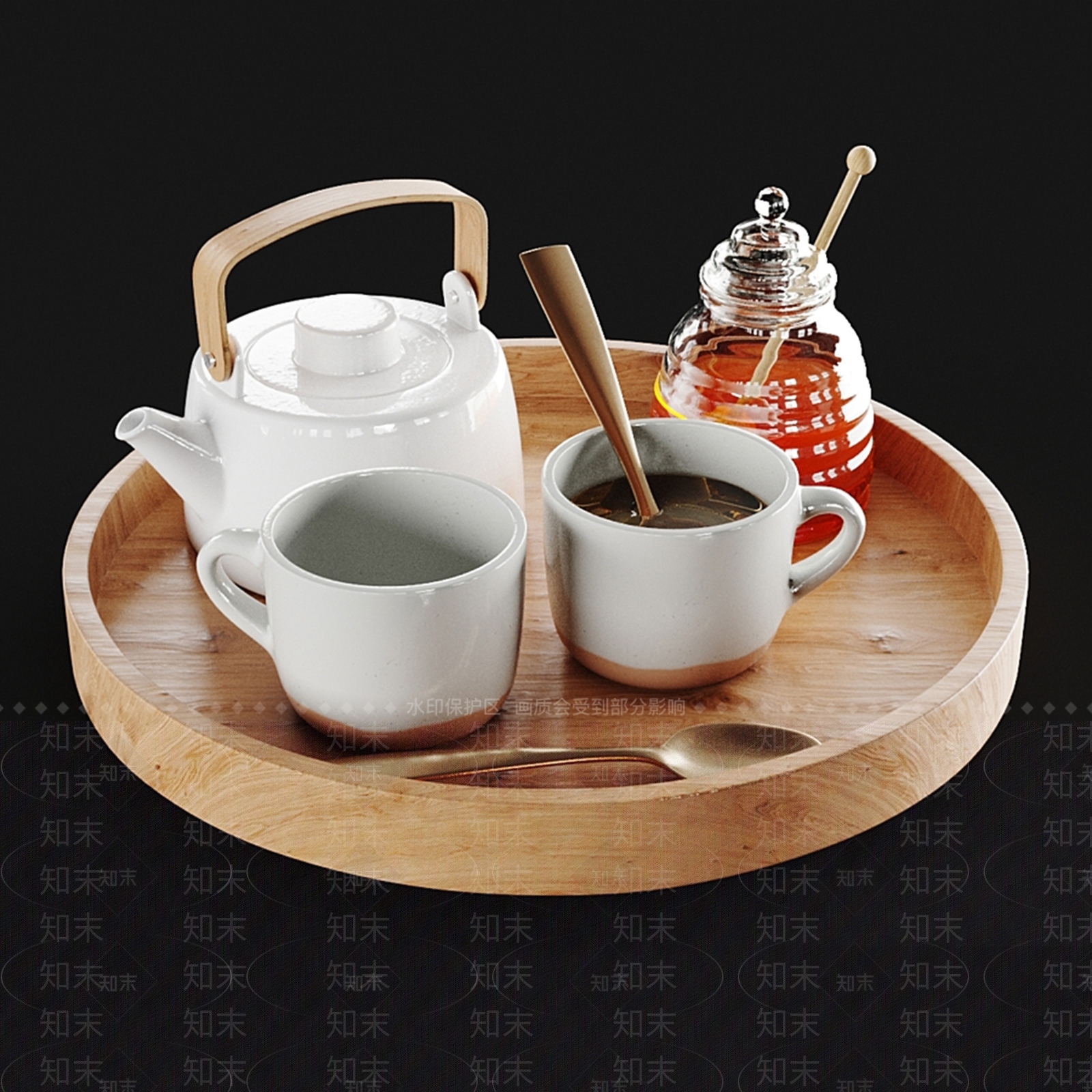 现代茶具组合3D模型下载【ID:1125495128】