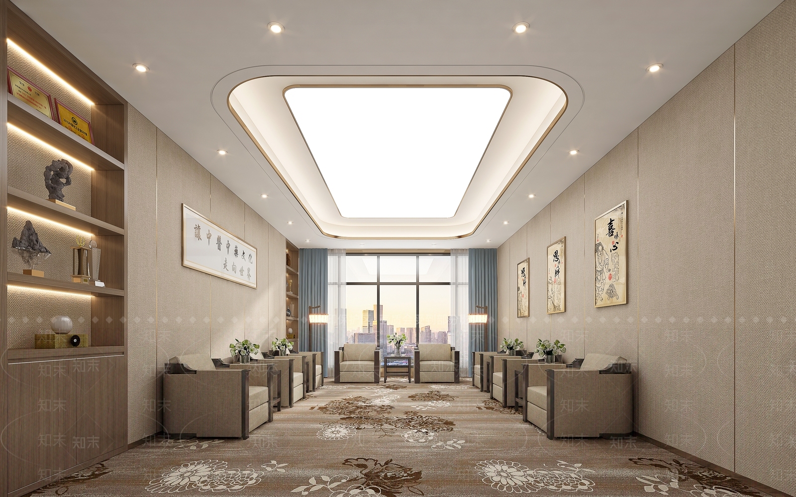 新中式会客厅SU模型下载【ID:1125505876】_知末su模型网