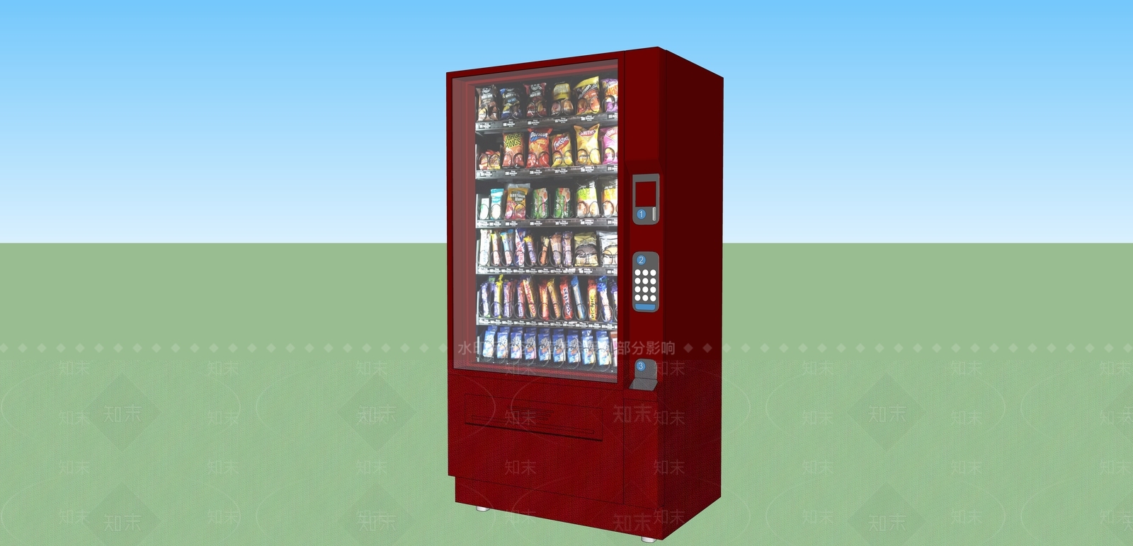 红色自动售卖机SU模型下载【ID:1125517934】