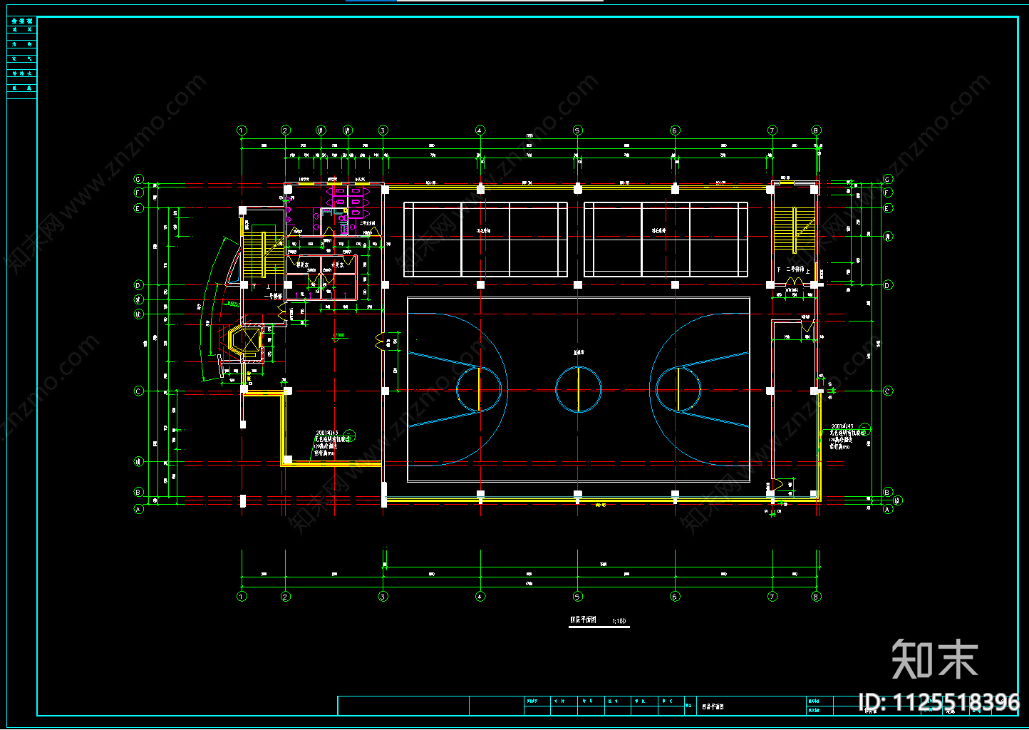 5层体育馆建筑CADcad施工图下载【ID:1125518396】