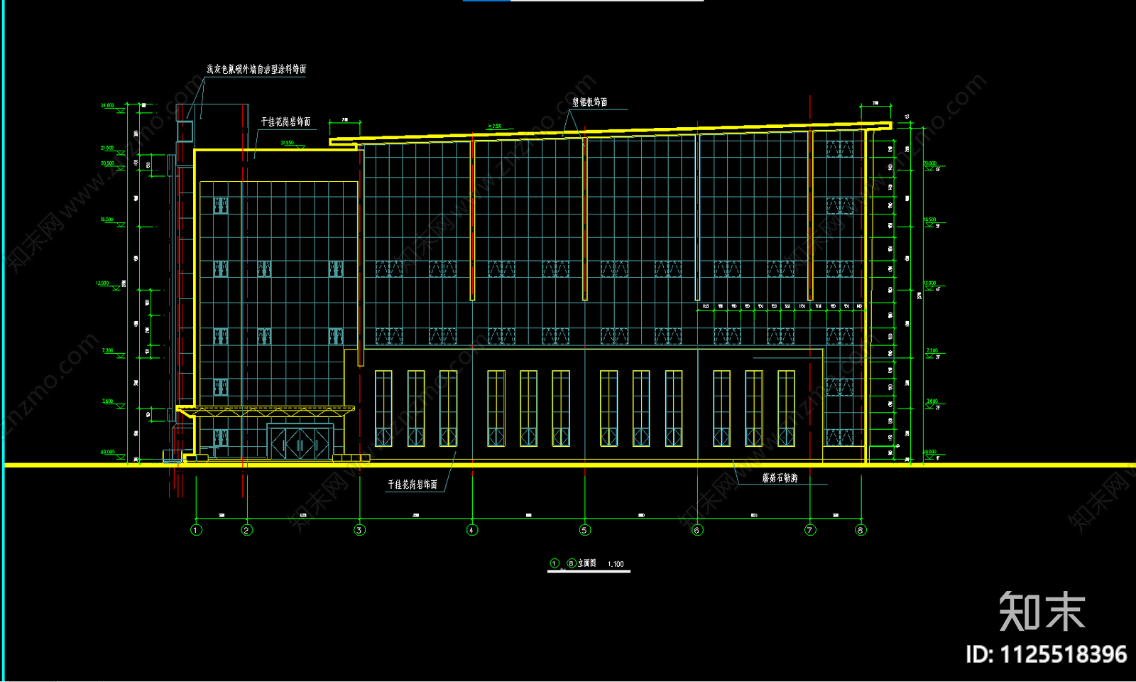 5层体育馆建筑CADcad施工图下载【ID:1125518396】