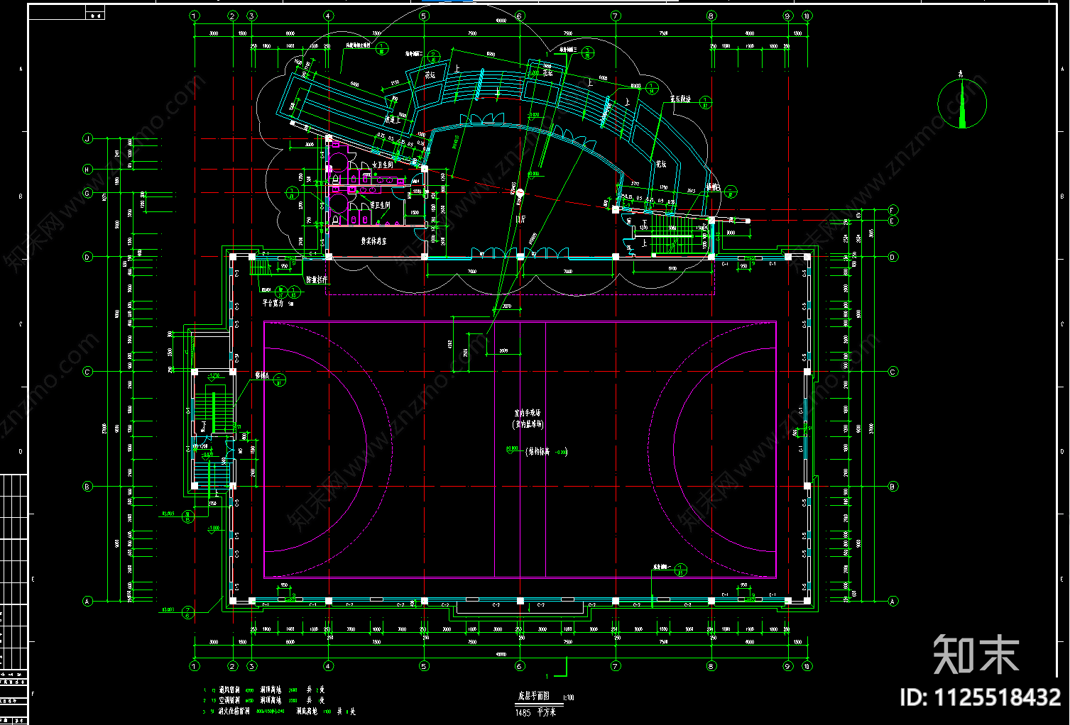 体育馆建筑cad施工图下载【ID:1125518432】