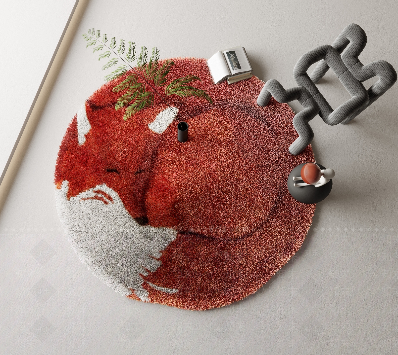 现代圆形地毯毛毯SU模型下载【ID:1125518688】