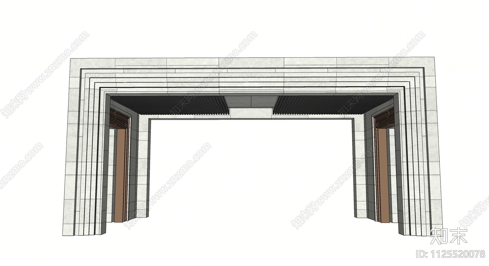 现代风格住宅入口大门SU模型下载【ID:1125520078】