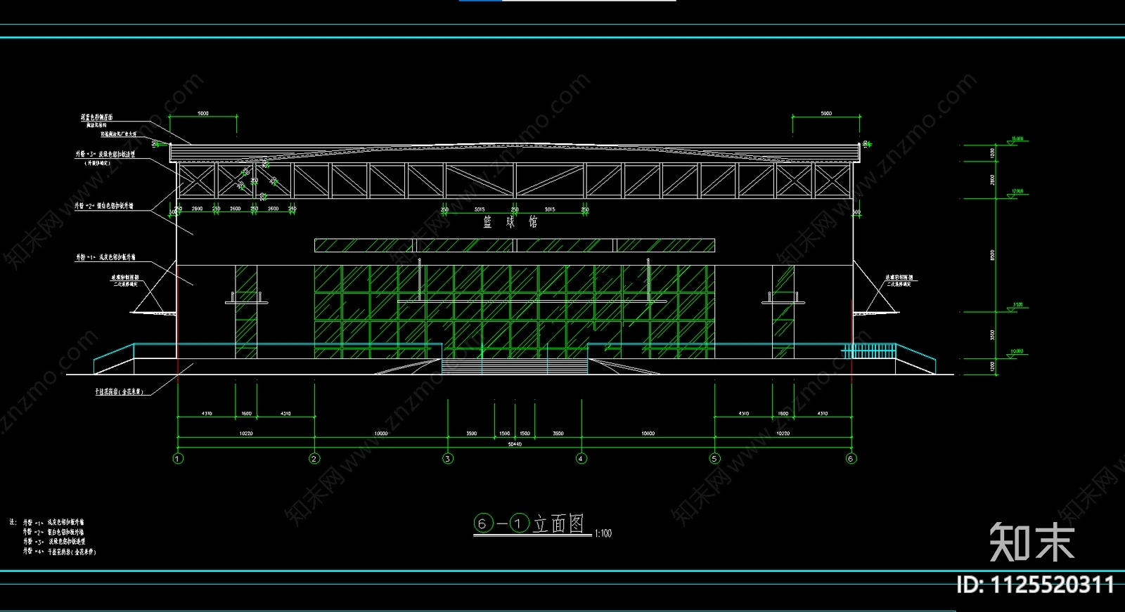 2层体育馆建筑cad施工图下载【ID:1125520311】