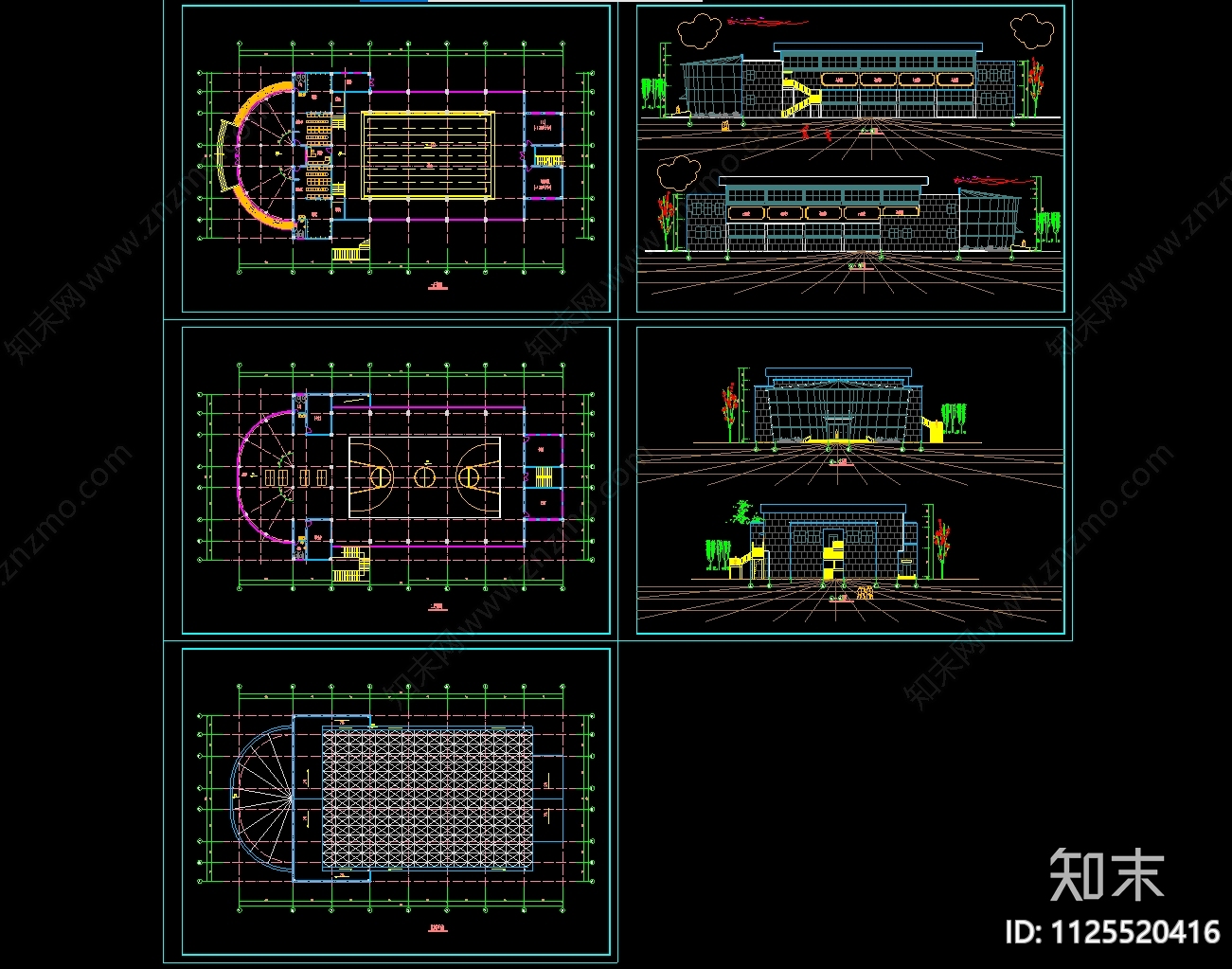 2层室内体育馆建筑设计图施工图下载【ID:1125520416】
