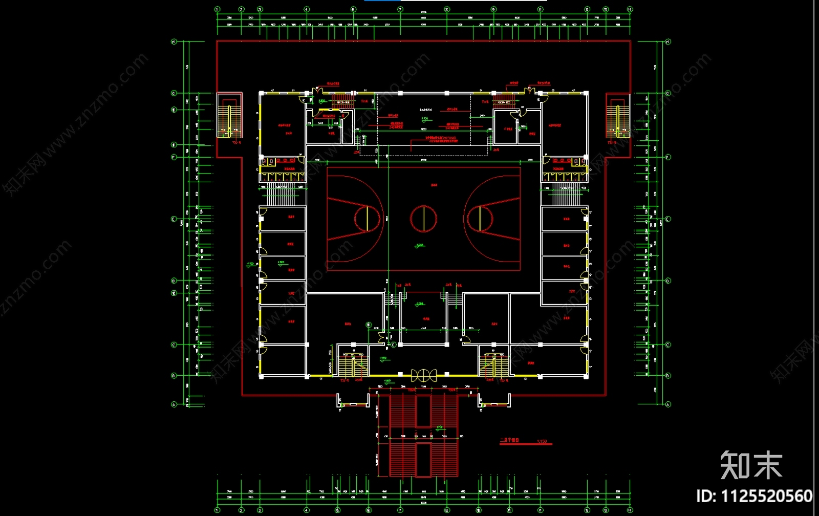 体育馆建筑CADcad施工图下载【ID:1125520560】