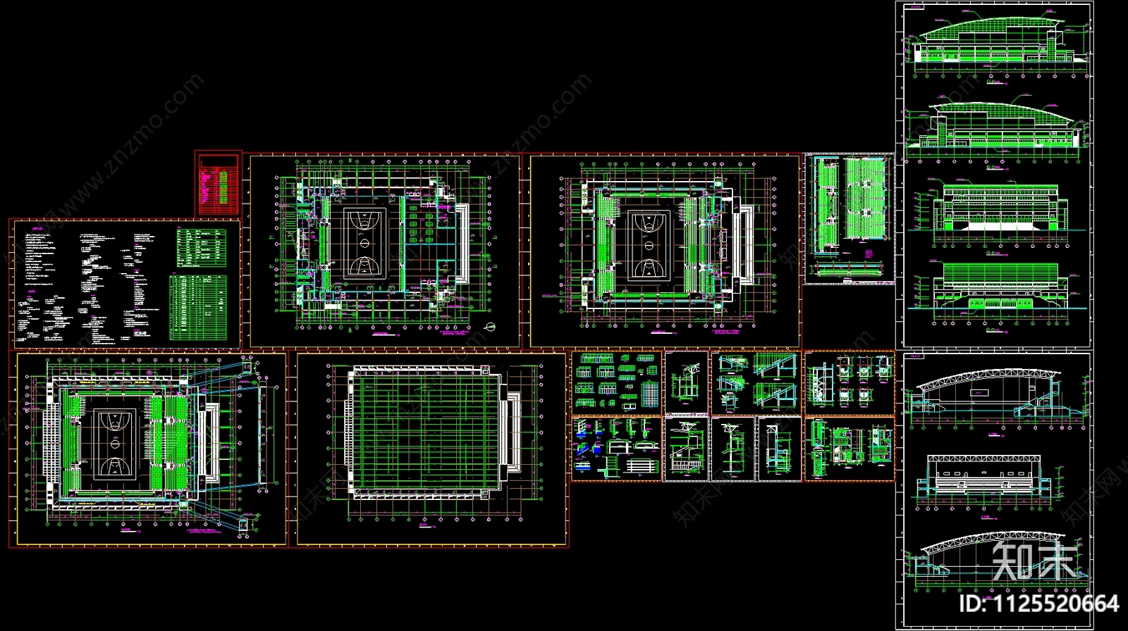 体馆育建筑CAD施工图下载【ID:1125520664】