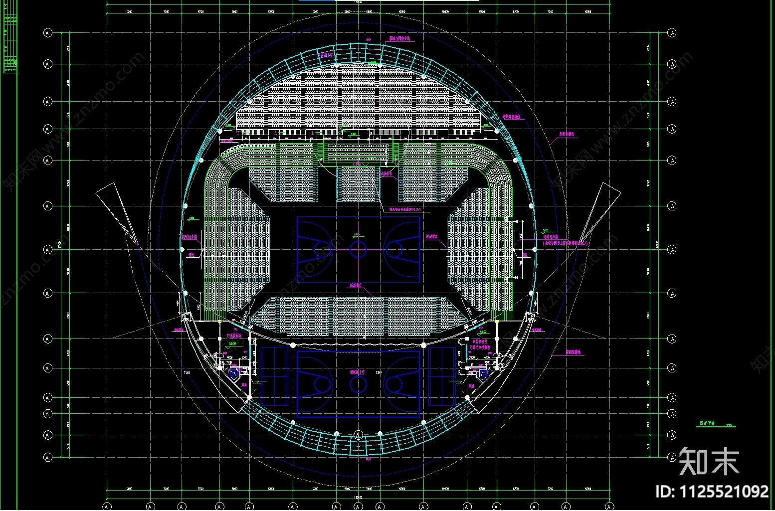 体育馆建筑CADcad施工图下载【ID:1125521092】