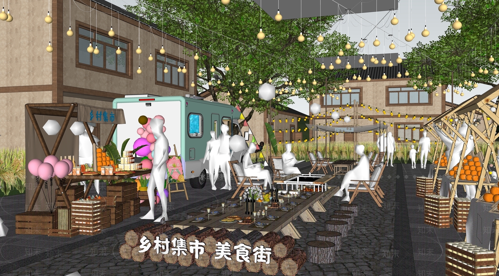 新中式摊位SU模型下载【ID:1125522156】