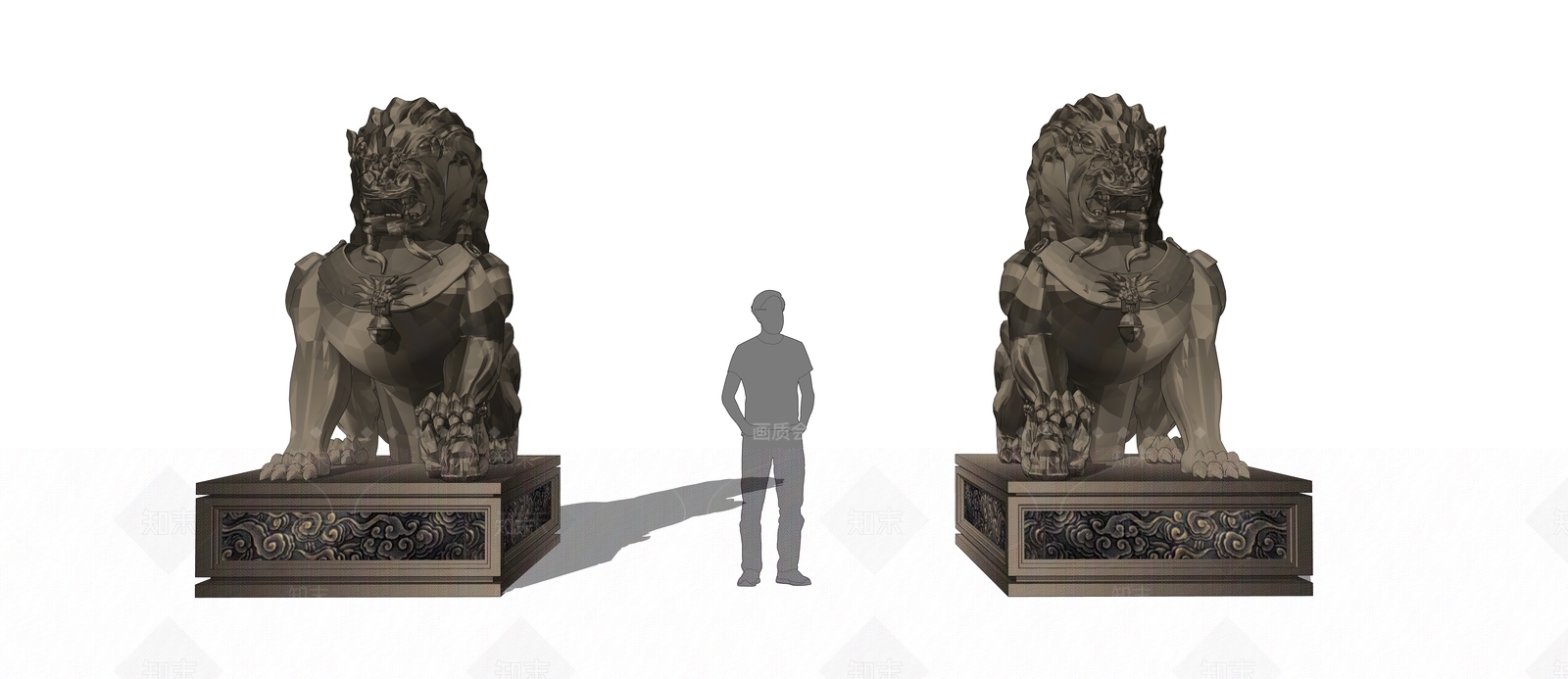 中式镇宅石狮子SU模型下载【ID:1125524075】