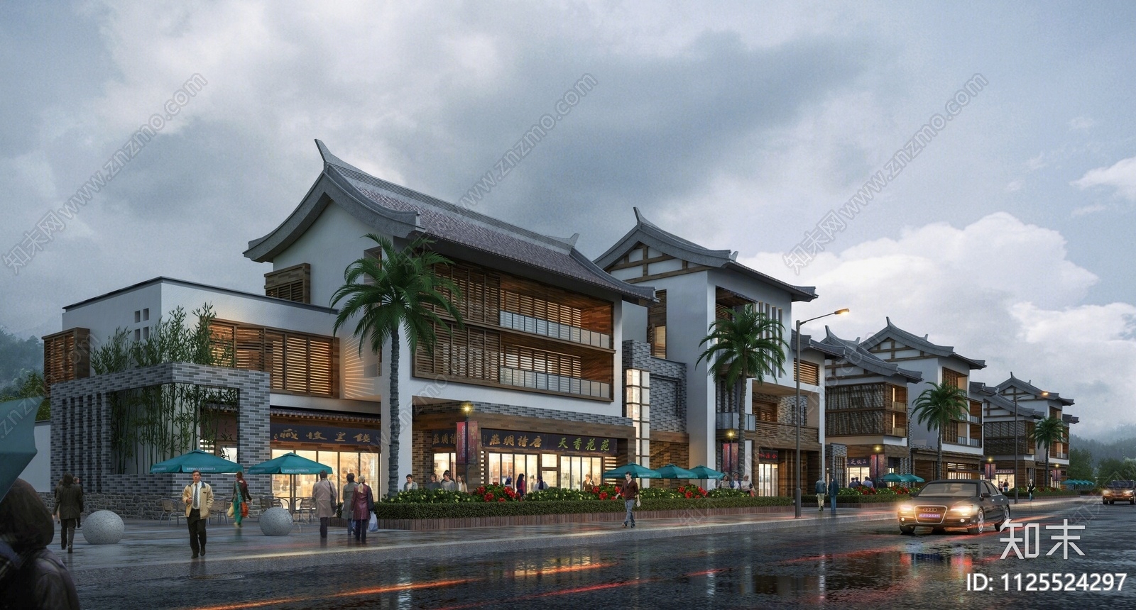 新中式民俗风情商业街SU模型下载【ID:1125524297】_知末su模型网