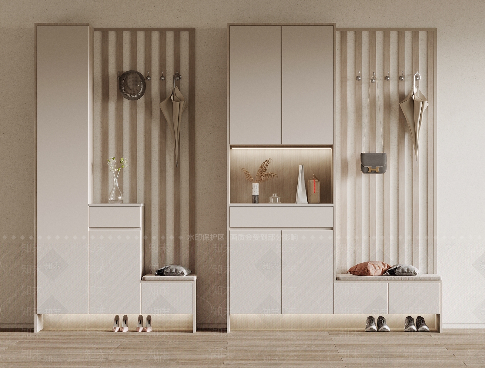 现代隔断鞋柜3D模型下载【ID:1125528091】