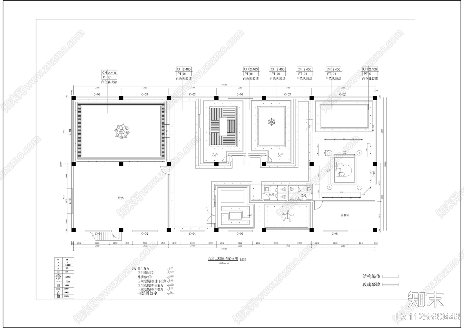 两层休闲会所全套装修图cad施工图下载【ID:1125530443】