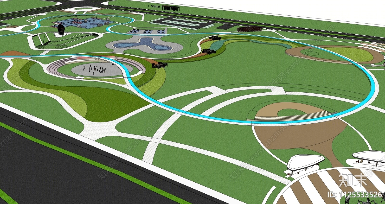 现代公园景观SU模型下载【ID:1125533526】