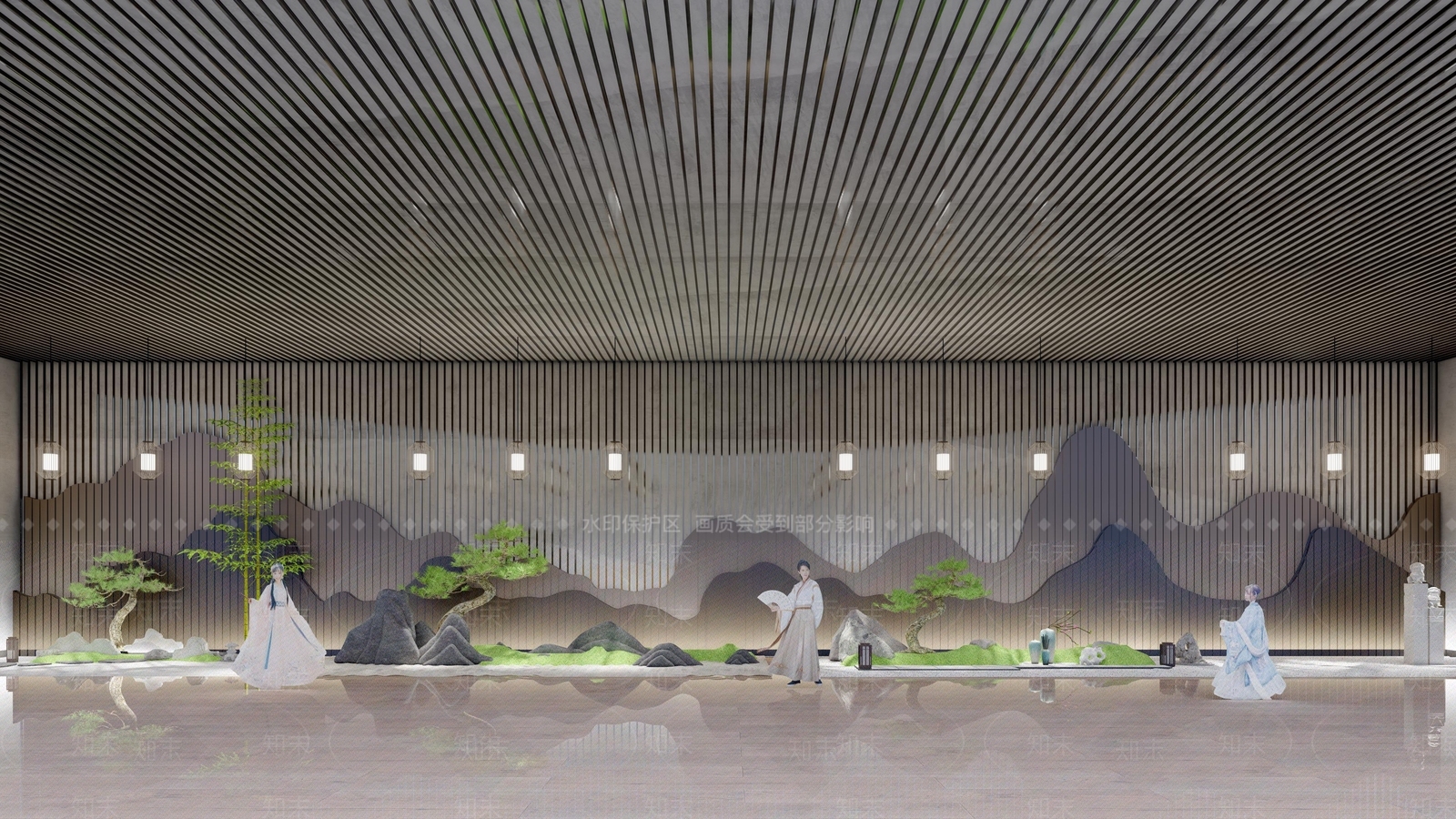 新中式假山石头SU模型下载【ID:1125533630】