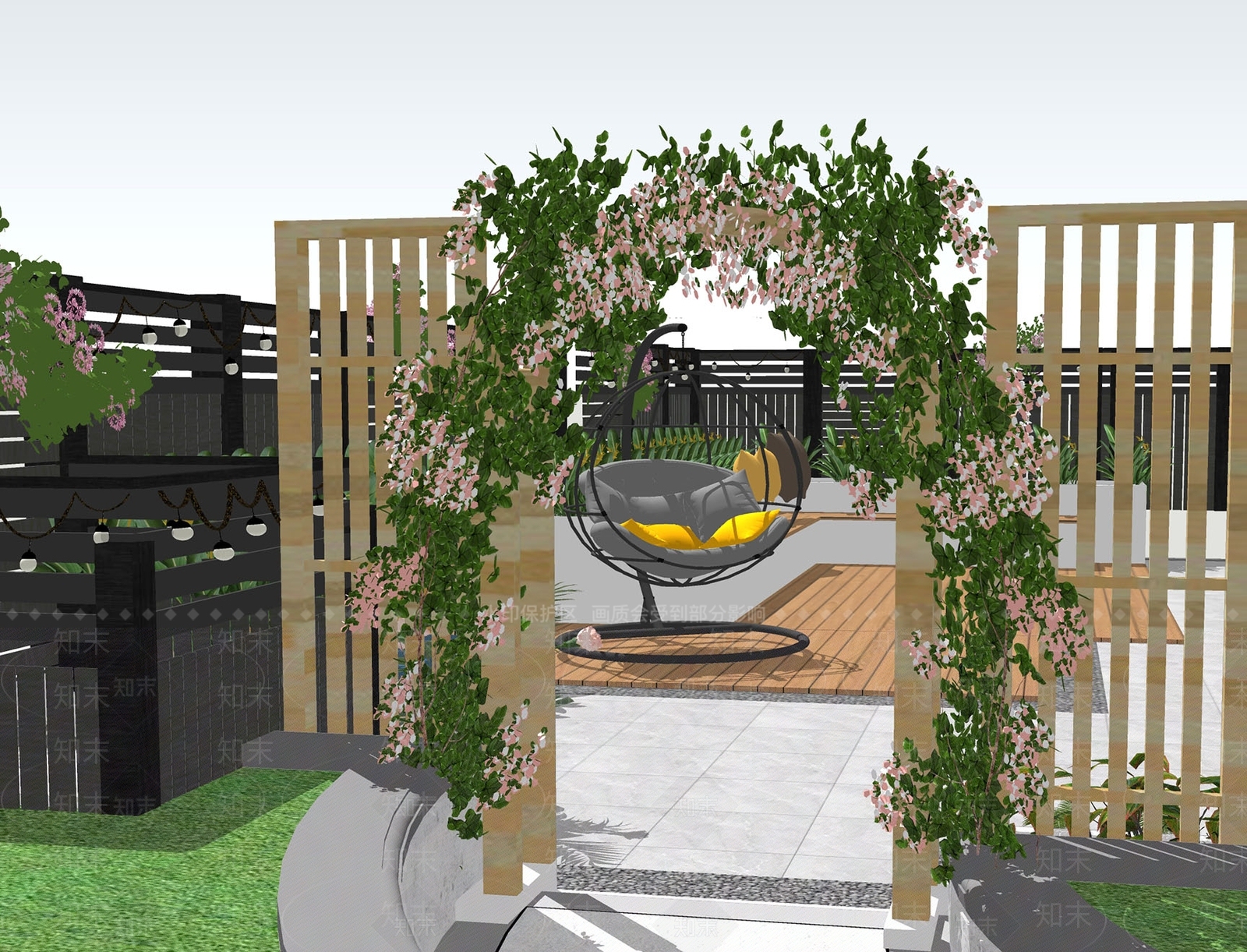 庭院爬藤花架SU模型下载【ID:1125539849】