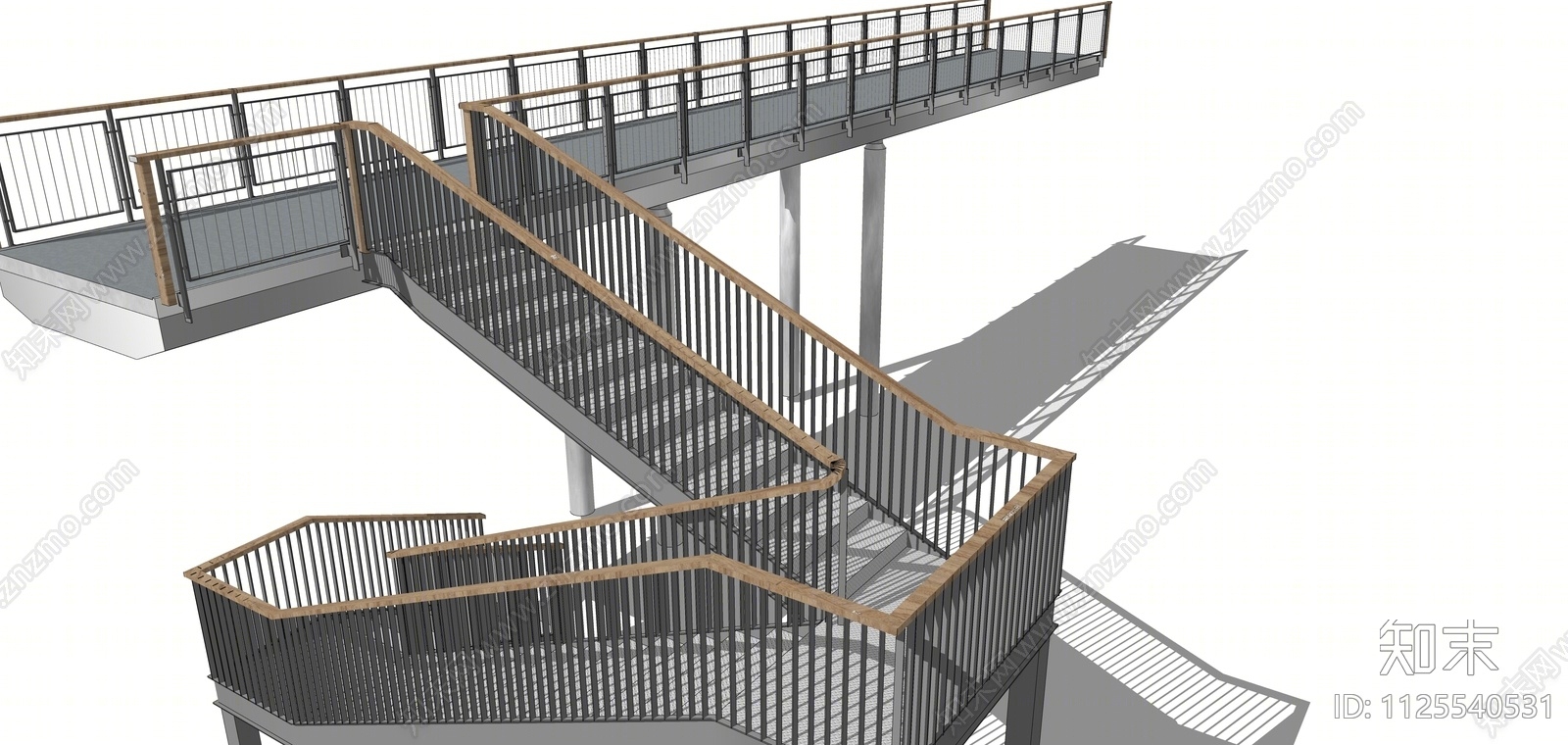 现代扶手楼梯SU模型下载【ID:1125540531】